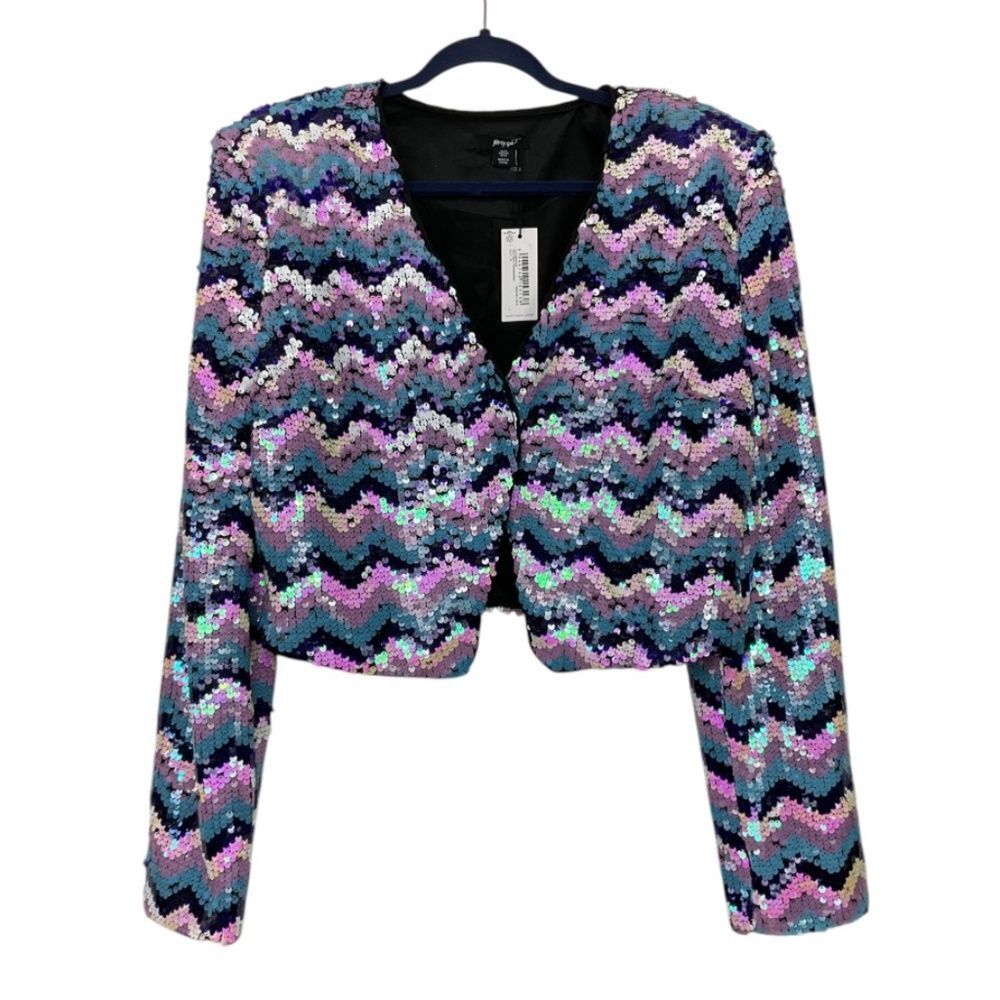 Nasty Gal Multicolor Sequin Chevron Blazer - Picture 4 of 8